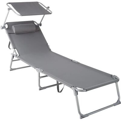 Tectake ChloƩ Grey Steel Sun Lounger Tectake ChloƩ Grey Steel Sun Lounger