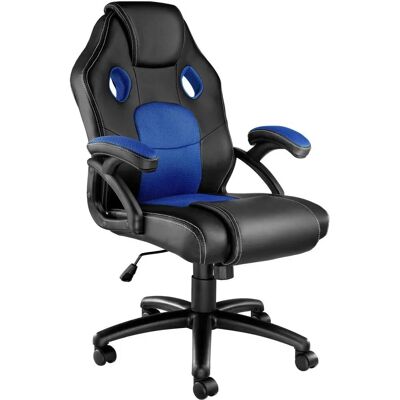 Chaise de bureau ergonomique Tectake Racing Mike - Noir/Bleu - Publicité Chaise de bureau ergonomique Tectake Racing Mike - Noir/Bleu - Publicité