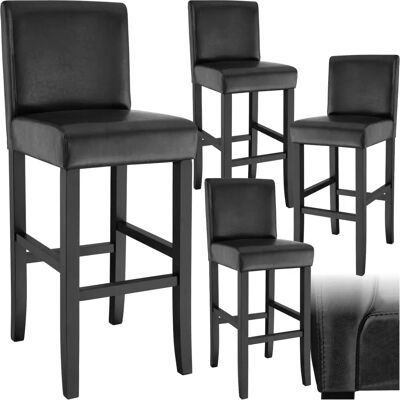 Tectake Sillas de Bar de Cuero Sintético Negros - Juego de 4 Tectake Sillas de Bar de Cuero Sintético Negros - Juego de 4