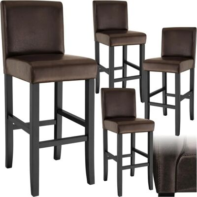 Tectake 4 Brown Artificial Leather Bar Stools - Kitchen Counter Height Tectake 4 Brown Artificial Leather Bar Stools - Kitchen Counter Height