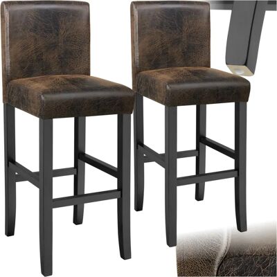 Tectake 2 Antique Brown Bar Stools - Ergonomic, Solid Wood, Synthetic Leather Tectake 2 Antique Brown Bar Stools - Ergonomic, Solid Wood, Synthetic Leather