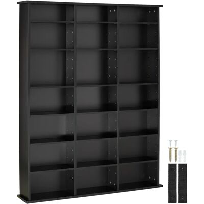 Tectake Black Stevie DVD Bookcase - Living Room Storage Tectake Black Stevie DVD Bookcase - Living Room Storage