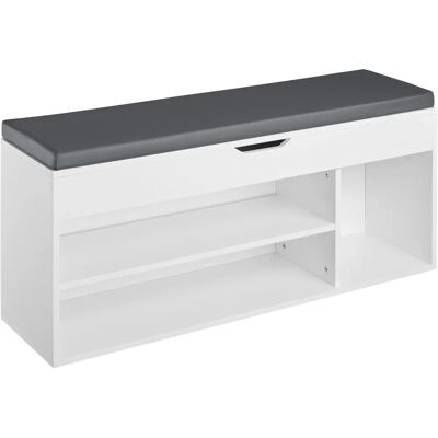Armoire à chaussures blanche Tectake avec 4 compartiments - Banc de rangement - Publicité Armoire à chaussures blanche Tectake avec 4 compartiments - Banc de rangement - Publicité