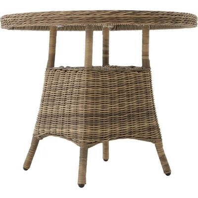 tectake Aluminium-Gartentisch mit abnehmbarer Glasplatte - Natur, Rattan tectake Aluminium-Gartentisch mit abnehmbarer Glasplatte - Natur, Rattan