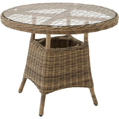 Mesa de jardín de aluminio tectake con tapa de cristal removible - naturaleza, ratán Mesa de jardín de aluminio tectake con tapa de cristal removible - naturaleza, ratán