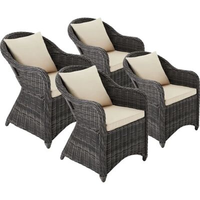 tectake 4 Outdoor Sessel - Kunstrattan, Aluminium, Grau - Gartensessel tectake 4 Outdoor Sessel - Kunstrattan, Aluminium, Grau - Gartensessel