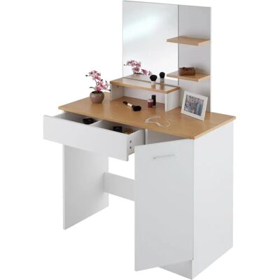 Table de Maquillage Zoe Blanc de tectake avec Miroir et Rangement - Publicité Table de Maquillage Zoe Blanc de tectake avec Miroir et Rangement - Publicité