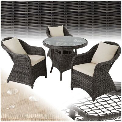 tectake Luxuriöse Rattanmöbelgruppe - 3 Sessel & Tisch tectake Luxuriöse Rattanmöbelgruppe - 3 Sessel & Tisch