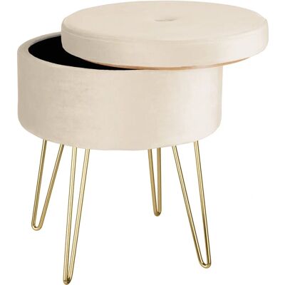 Tectake Ava Ottoman - Cream Velvet Look, Storage, 300kg Capacity Tectake Ava Ottoman - Cream Velvet Look, Storage, 300kg Capacity