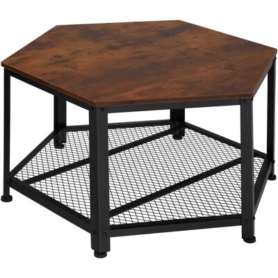 TecTake 404225 Table basse hexagonale industrielle foncée - Publicité TecTake 404225 Table basse hexagonale industrielle foncée - Publicité