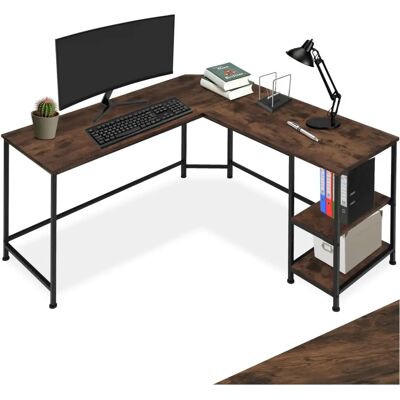 Bureau Hamilton de Tectake - Bureau d'angle en bois foncé - Publicité Bureau Hamilton de Tectake - Bureau d'angle en bois foncé - Publicité