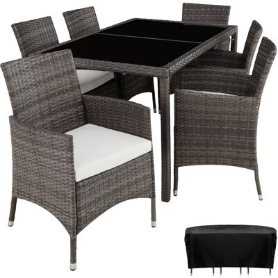tectake Garten Set - Robustes Outdoor-Möbel mit Glas-Tisch tectake Garten Set - Robustes Outdoor-Möbel mit Glas-Tisch