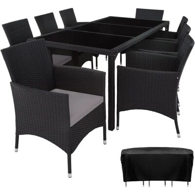 tectake Rattan Gartenmöbel Set 8+1 Mit Schutzabdeckung - 404327 tectake Rattan Gartenmöbel Set 8+1 Mit Schutzabdeckung - 404327