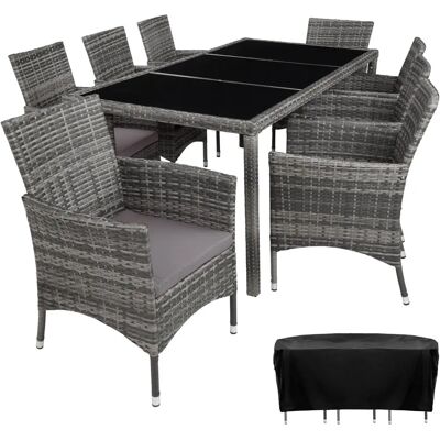 tectake Rattan Gartenmöbel Set 8+1 Mit Schutzhülle - 404328 tectake Rattan Gartenmöbel Set 8+1 Mit Schutzhülle - 404328