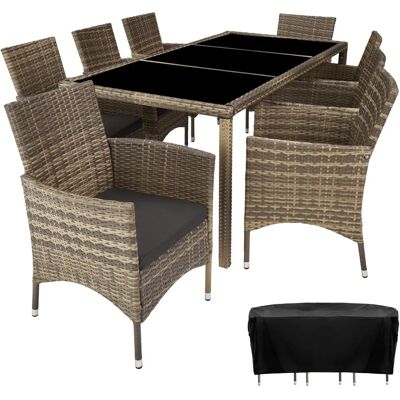 tectake Rattan Gartenmöbel Set 8+1 Mit Schutzhülle - 404329 tectake Rattan Gartenmöbel Set 8+1 Mit Schutzhülle - 404329
