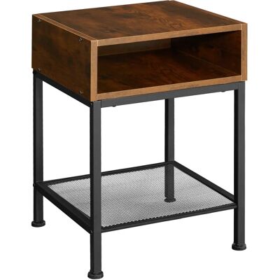 Tectake Harlow Table de Nuit en Bois Foncé Industriel - Niche de Nuit - Publicité Tectake Harlow Table de Nuit en Bois Foncé Industriel - Niche de Nuit - Publicité