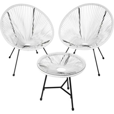 Tectake Garden Set - White, 2 Chairs & Table, Retro Style Tectake Garden Set - White, 2 Chairs & Table, Retro Style
