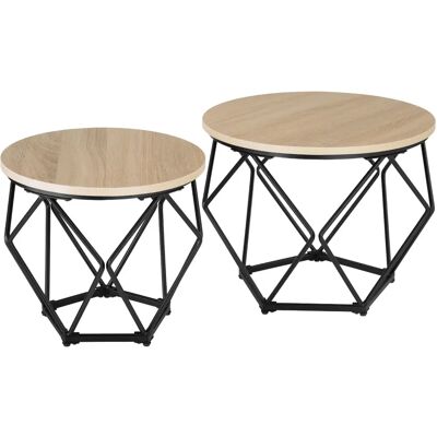 Ensemble de tables basses industrielles Benham de tectake - Chêne clair, 2 pièces - Publicité Ensemble de tables basses industrielles Benham de tectake - Chêne clair, 2 pièces - Publicité