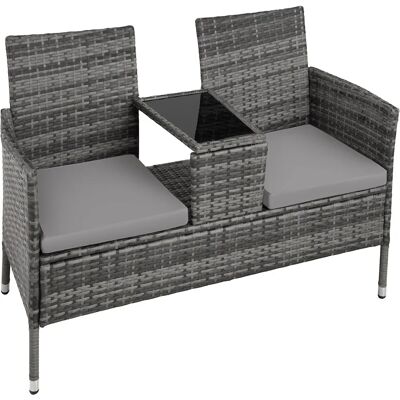 tectake Tuinbank met tafel - lichtgrijs - Tuinmeubelen tectake Tuinbank met tafel - lichtgrijs - Tuinmeubelen