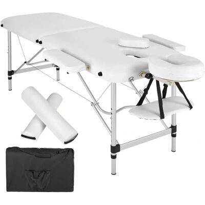 Tectake Weiß Tragbarer Massage Tisch mit 2 Zonen - Inklusive Polster, Tragetasche und Abnehmbare Kopf- und Armkissen Tectake Weiß Tragbarer Massage Tisch mit 2 Zonen - Inklusive Polster, Tragetasche und Abnehmbare Kopf- und Armkissen