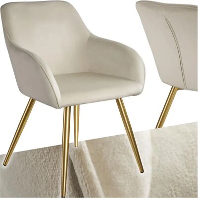 Tectake Marilyn Armchair - velvet cream/gold - Dining & Lounge Tectake Marilyn Armchair - velvet cream/gold - Dining & Lounge
