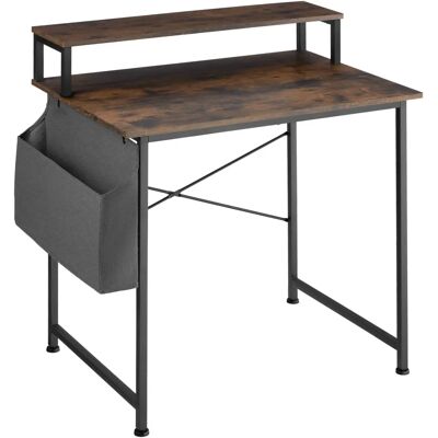 Bureau tectake avec étagère et sac en tissu - Bois industriel foncé - Bureau - Publicité Bureau tectake avec étagère et sac en tissu - Bois industriel foncé - Bureau - Publicité