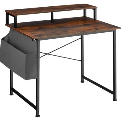 Bureau Tectake avec étagère et sac en tissu - industriel foncé - Bureau - Publicité Bureau Tectake avec étagère et sac en tissu - industriel foncé - Bureau - Publicité