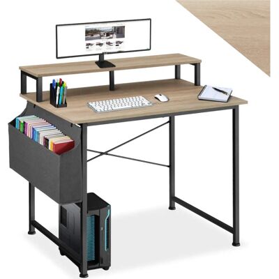 Bureau Sonoma en chêne avec étagère et sac en tissu - Style industriel - Publicité Bureau Sonoma en chêne avec étagère et sac en tissu - Style industriel - Publicité
