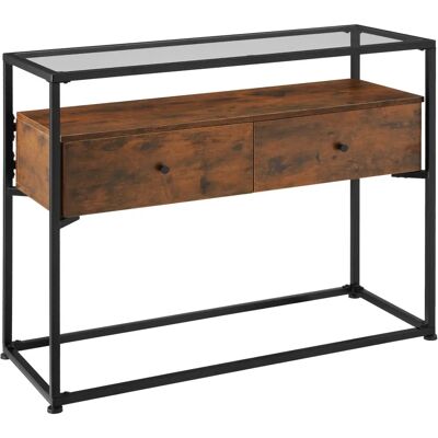 Table console en bois foncé industriel Tectake avec étagères et tiroirs - 101.5x41.5x80.5cm - Publicité Table console en bois foncé industriel Tectake avec étagères et tiroirs - 101.5x41.5x80.5cm - Publicité