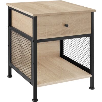 Tectake Killarney Light Oak Bedside Table - Industrial Style Tectake Killarney Light Oak Bedside Table - Industrial Style