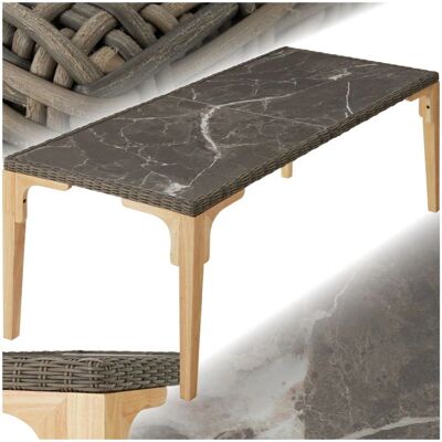 TECTAKE Gartentisch Foggia - 196x87x76cm, Natur, Polyrotan, Aluminium, Holz TECTAKE Gartentisch Foggia - 196x87x76cm, Natur, Polyrotan, Aluminium, Holz