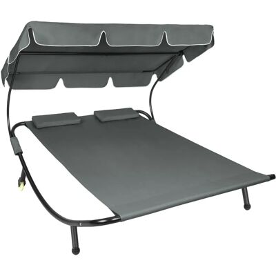 tectake 404868 Doppel-Liege - Schwarz/Grau, Polyester, Metall tectake 404868 Doppel-Liege - Schwarz/Grau, Polyester, Metall