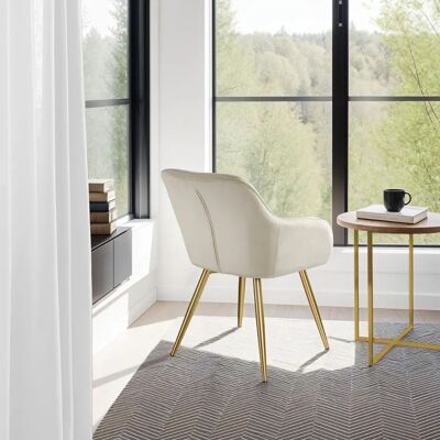 Chaise Velours Marilyn Tectake - Crème/Or - Lot de 2 - Publicité Chaise Velours Marilyn Tectake - Crème/Or - Lot de 2 - Publicité