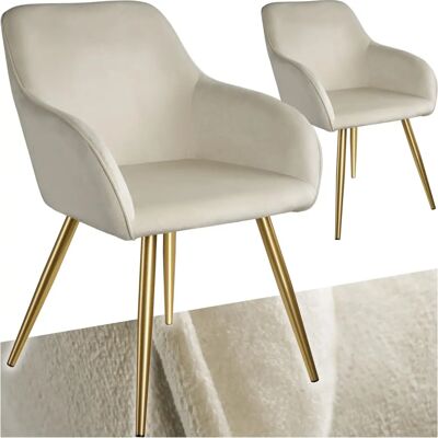 Tectake Marilyn Velvet Chair - Cream/Gold - 2 Pack - Chair Tectake Marilyn Velvet Chair - Cream/Gold - 2 Pack - Chair