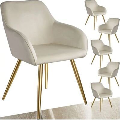 Tectake Marilyn Samtstuhl - Creme/Gold - Modernes Stahl lackiert Tectake Marilyn Samtstuhl - Creme/Gold - Modernes Stahl lackiert