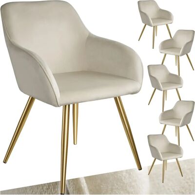 Silla terciopelo Marilyn de tectake - Crema/Oro - Acero lacado moderno Silla terciopelo Marilyn de tectake - Crema/Oro - Acero lacado moderno