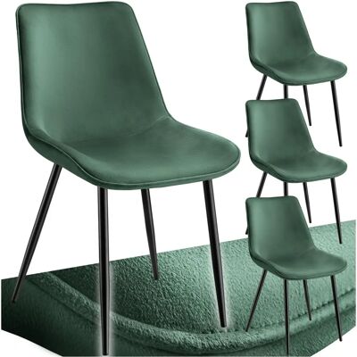 Chaises de salle à manger en velours vert foncé Tectake - Chaises - Publicité Chaises de salle à manger en velours vert foncé Tectake - Chaises - Publicité