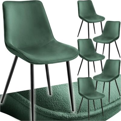 Chaises de salle à manger vert foncé en velours Tectake - Lot de 6 - Publicité Chaises de salle à manger vert foncé en velours Tectake - Lot de 6 - Publicité