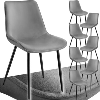 Tectake Chaises de salle à manger en velours gris - Lot de 8 - Publicité Tectake Chaises de salle à manger en velours gris - Lot de 8 - Publicité