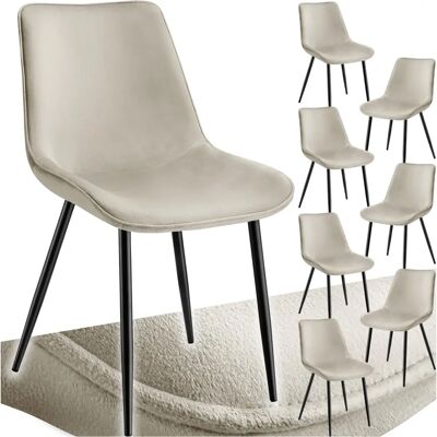 Chaises de salle à manger TECTAKE crème en velours - Confortables, Stables, lot de 8 - Publicité Chaises de salle à manger TECTAKE crème en velours - Confortables, Stables, lot de 8 - Publicité