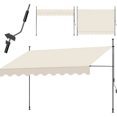 TECTAKE - Balkonzonwering uitvalbaar met handkrommel - 350 x 180 cm - Beige - Awning TECTAKE - Balkonzonwering uitvalbaar met handkrommel - 350 x 180 cm - Beige - Awning