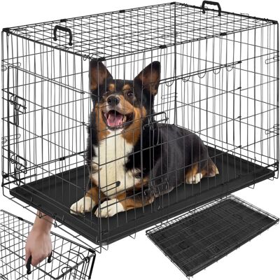 Tectake Luna Jaula para Perros - Plegable de Acero - 91.5x59.5x64cm Tectake Luna Jaula para Perros - Plegable de Acero - 91.5x59.5x64cm
