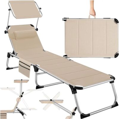 TECTAKE Lorella Beige Adjustable Foldable Sun Lounger TECTAKE Lorella Beige Adjustable Foldable Sun Lounger