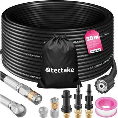 Tectake Pipe Cleaning Hose Set - Flexible 30m, 2 Nozzles, 3 Adapters Tectake Pipe Cleaning Hose Set - Flexible 30m, 2 Nozzles, 3 Adapters