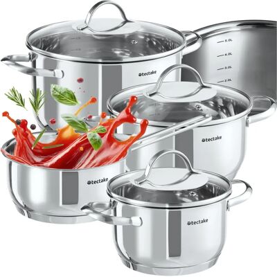 Tectake Bologna Edelstahl Kochgeschirr-Set - 7-tlg. - Silber Tectake Bologna Edelstahl Kochgeschirr-Set - 7-tlg. - Silber