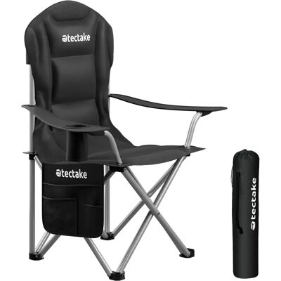 Silla de camping plegable MTX de tectake con portavasos - Negro Silla de camping plegable MTX de tectake con portavasos - Negro