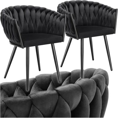 Tectake Black Velvet Dining Chairs - Set of 2 Tectake Black Velvet Dining Chairs - Set of 2