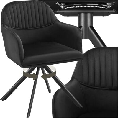 Chaise pivotante en velours noir Tectake - Rembourrage haute densité - Publicité Chaise pivotante en velours noir Tectake - Rembourrage haute densité - Publicité