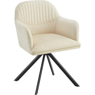 Chaise pivotante en velours Tectake - 360°, Crème/Noir - Bureau & Salle à manger - Publicité Chaise pivotante en velours Tectake - 360°, Crème/Noir - Bureau & Salle à manger - Publicité