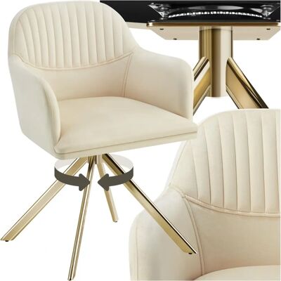 Tectake - Chaise pivotante en velours - crème/or - Fauteuil de bureau - Publicité Tectake - Chaise pivotante en velours - crème/or - Fauteuil de bureau - Publicité